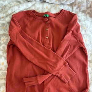 Dip Rust Buttoned Henley Top